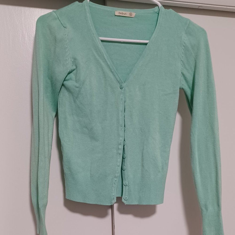 Debut Cardigan in Mint Green Color Size Small